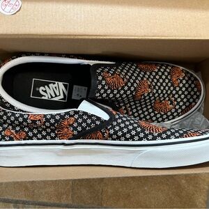 Vans Black and Orange Tiger Slip-On Shoes